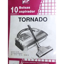 BOLSA ASPIRADOR TORNADO MODELO, PAQUETE 10 BOLSAS PAPEL, DIAMETRO 44 MM, ANCHO CARTON 80 MM,  00719 - Imagen 1
