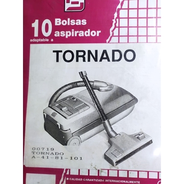 BOLSA ASPIRADOR TORNADO MODELO, PAQUETE 10 BOLSAS PAPEL, DIAMETRO 44 MM, ANCHO CARTON 80 MM,  00719 - Imagen 1