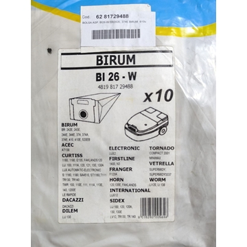 BOLSA ASPIRADOR TORNADO, PAQUETE 10 BOLSAS, VER MODELOS COMPATIBLES,   MBI26-W - Imagen 1