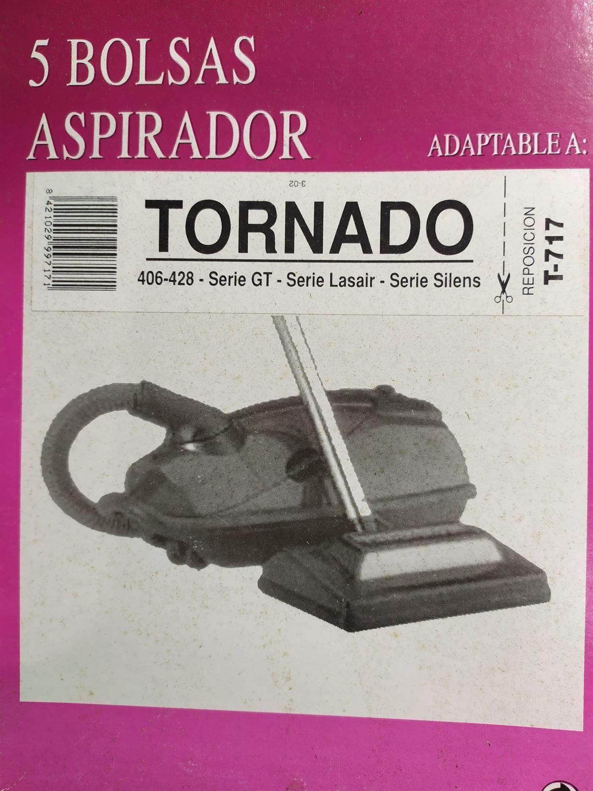 BOLSA ASPIRADOR TORNADO, PAQUETE 5 BOLSAS PAPEL, VER FOTO MODELOS,  F-717 - Imagen 1