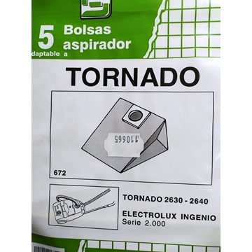 BOLSA ASPIRADOR TORNADO, PAQUETE 5 BOLSAS PAPEL, VER FOTO MODELOS MARCAS,   F-672 - Imagen 1