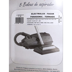 BOLSA ASPIRADOR TORNADO, PAQUETE 5 BOLSAS PAPEL, VER FOTO MODELOS MARCAS,   F-708 - Imagen 2