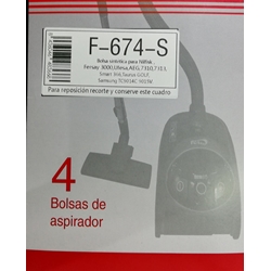 BOLSA ASPIRADOR UFESA, AEG, TAURUS, CAJA 4 BOLSAS,  F-674-S - Imagen 2