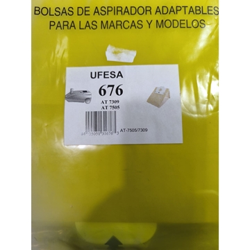 BOLSA ASPIRADOR UFESA, ALTERNATIVA, CAJA 5 BOLSAS PAPEL, CARTON 130MM, DIAMETRO 40MM, 676 - Imagen 1