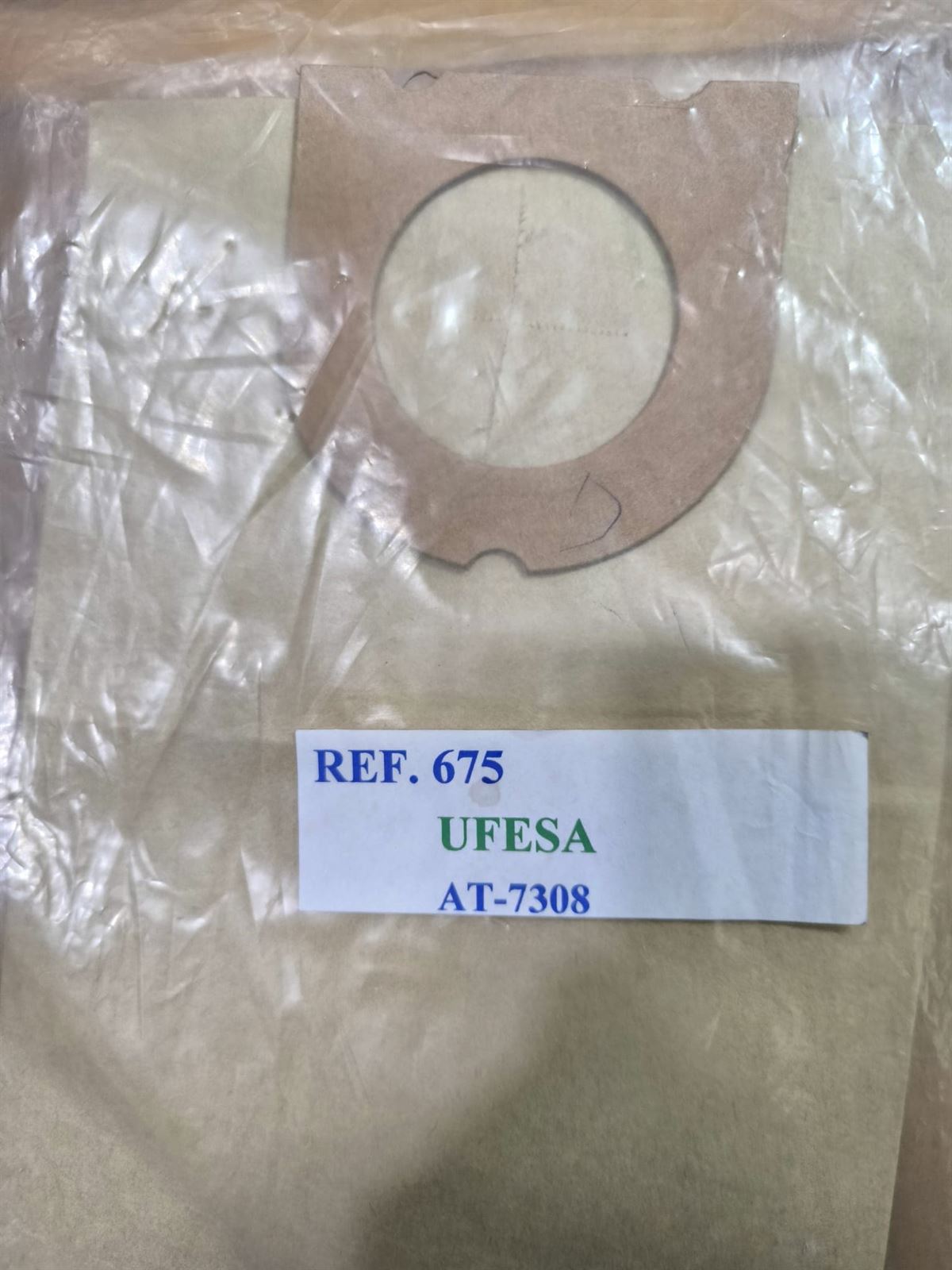 BOLSA ASPIRADOR UFESA, ALTERNATIVA, CAJA 5 BOLSAS PAPEL, CARTON 93MM, DIAMETRO 57MM,  675 - Imagen 1