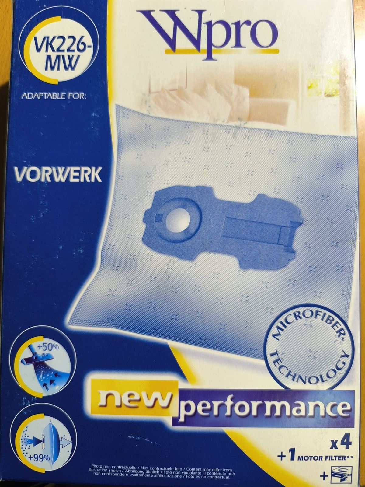BOLSA ASPIRADOR VORWERK, CAJA 4 BOLSAS FIBRA + 1 FILTRO MOTOR, VER FOTO MODELOS, VK226-MW - Imagen 1