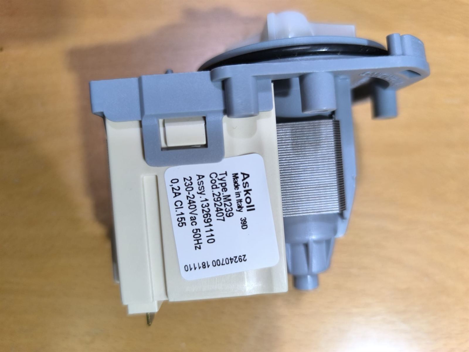 BOMBA DESAGUE LAVADORA ELECTROLUX, AEG, ZANUSSI, MEDIO GIRO, RECAMBIO ORIGINAL, 1268833132 - Imagen 2