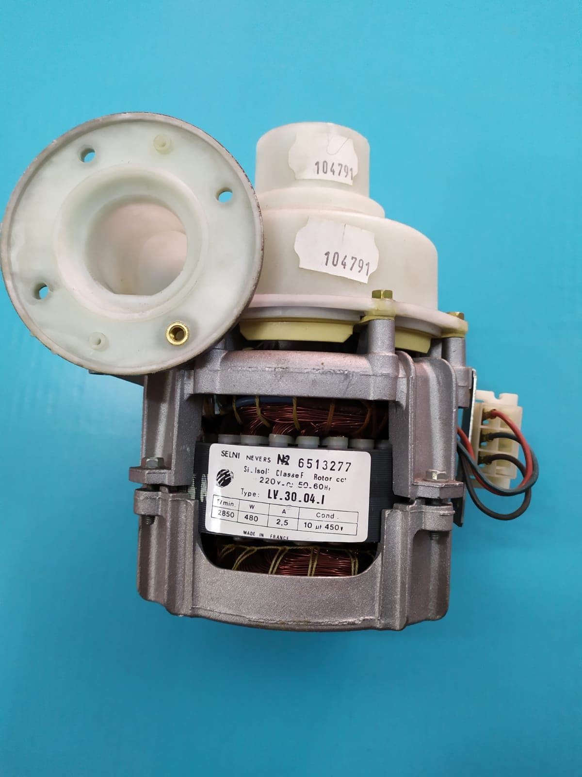 BOMBA LAVADO LAVAVAJILLAS INDESIT, 480W, 10 MICROFARADIOS, 220V,  ASPIRACION 50MM, 104791 - Imagen 1