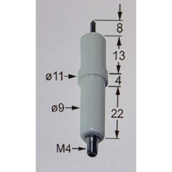 BUJIA, Electrodo de encendido D1 ø 9mm empalme M4 D2 ø 11mm L1 8mm LC1 13mm LC2 4mm LC3 22mm,  A.GAS169 - Imagen 1