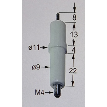 BUJIA, Electrodo de encendido D1 ø 9mm empalme M4 D2 ø 11mm L1 8mm LC1 13mm LC2 4mm LC3 22mm,  A.GAS169 - Imagen 1
