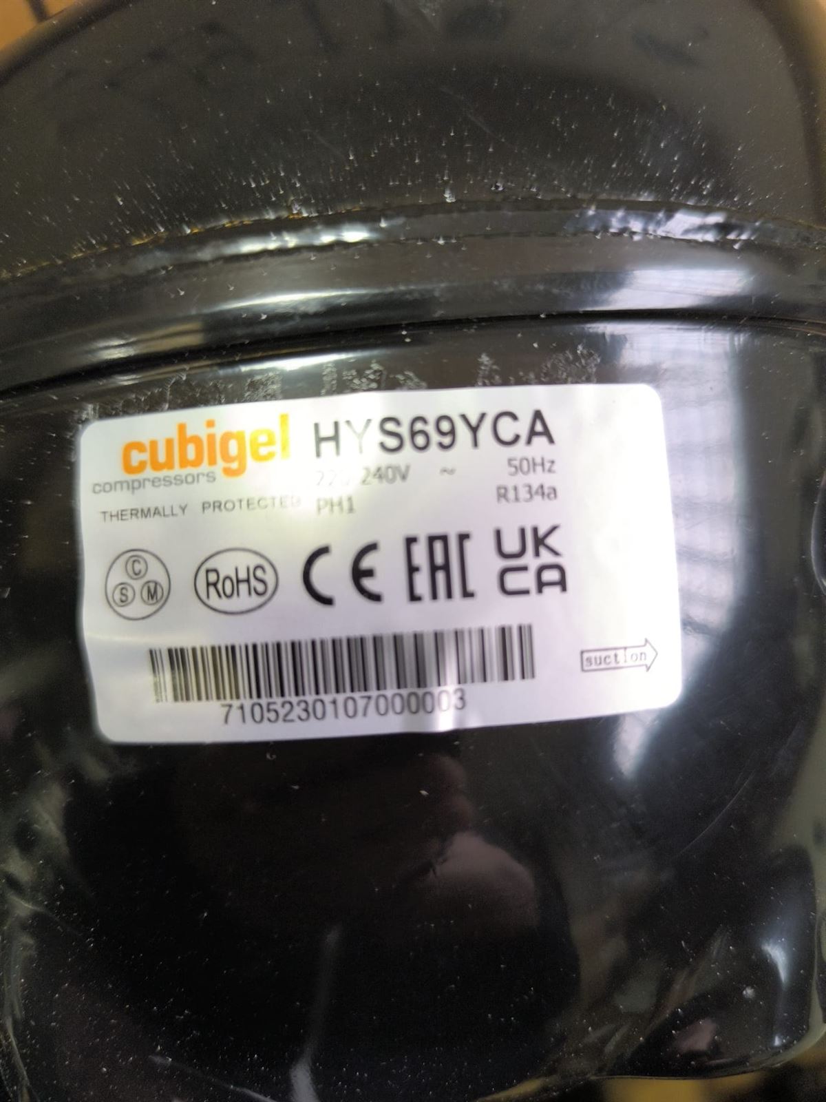 COMPRESOR FRIGORIFICO, BAJA PRESION, R134A, 220V, 1/5 CV, HYS69YCA - Imagen 1