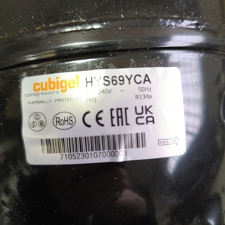 COMPRESOR FRIGORIFICO, BAJA PRESION, R134A, 220V, 1/5 CV, HYS69YCA - Imagen 1
