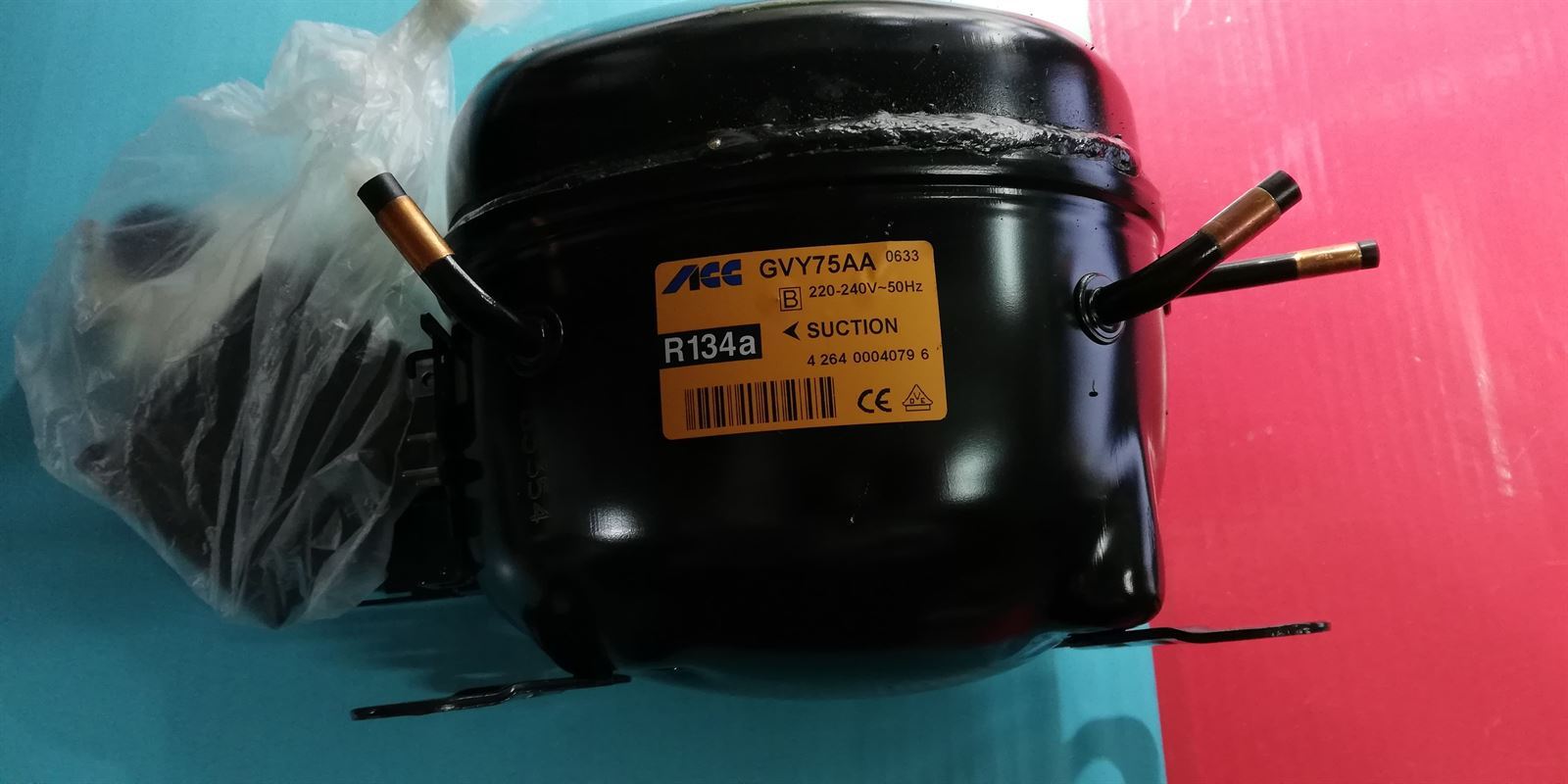 COMPRESOR FRIGORIFICO R134, 1/4 CV, ACC CUBIGEL, BAJA PRESION,  GVY75AA - Imagen 1