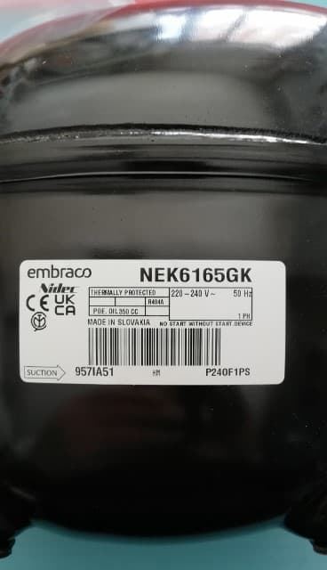 COMPRESOR FRIGORIFICO R404A, 1/3 CV ALTA, 220V,   NEK6165GK - Imagen 2