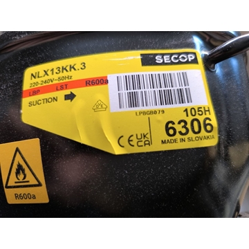 COMPRESOR FRIGORIFICO R600, 1/3CV, 220V, 50Hz, baja temperatura, baja presion,  NLX13KK3 - Imagen 1
