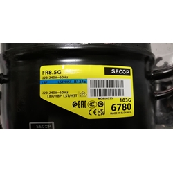 COMPRESOR FRIGORIFICO, SECOP, R134, 1/4 CV, 220V, CON CONDENSADOR, 261 W, cilindro 7,95 cm³, 50 Hz,  FR8.5G - Imagen 2