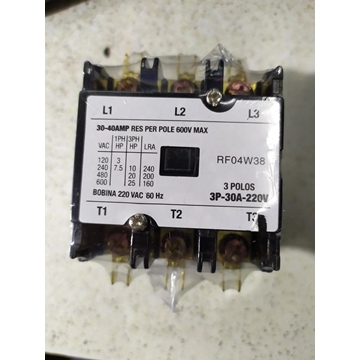 CONTACTOR TRIFASICO 30 AMPERIOS BOBINA 220V  16UN1017, RF04W38 - Imagen 1