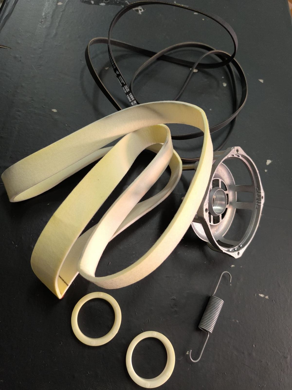 CORREA SECADORA ZANUSSI, AEG, ELECTROLUX+BANDA RODADURA+CARCASA MOTOR+CASQUILLOS+SOPORTE, 50232966007 - Imagen 1