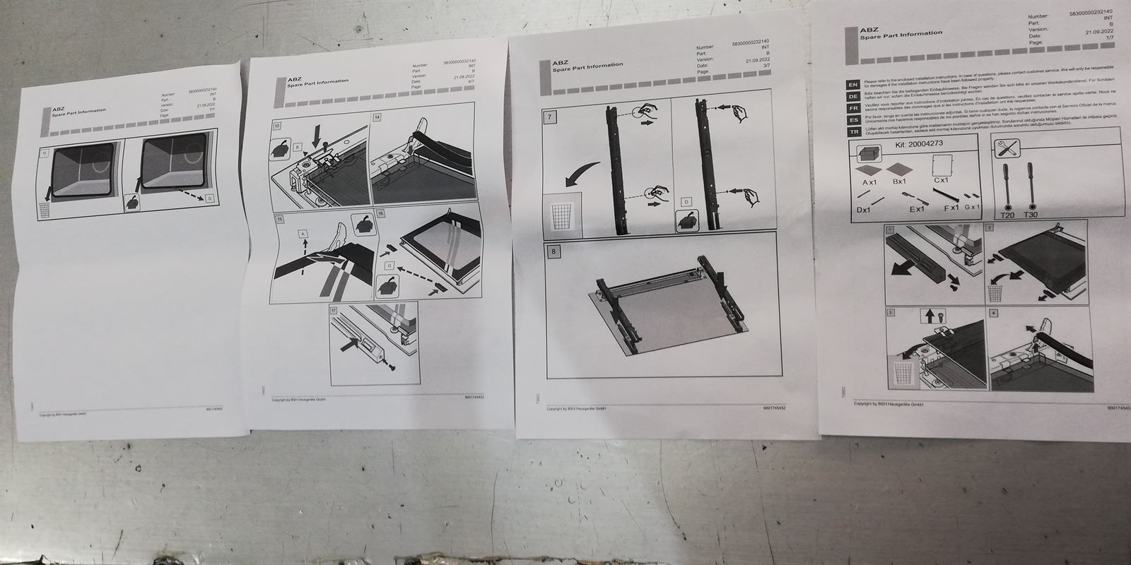 CRISTAL INTERIOR HORNO BOSCH, BALAY, KIT DE REPARACION PARA SUSTITUIR AL CRISTAL INTERIOR, A20004273 - Imagen 1