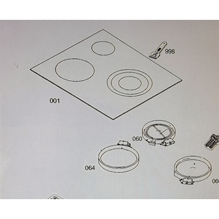 CRISTAL VITROCERAMICA 3 FUEGOS ELECTROLUX, AEG, RADIANTE, RECAMBIO ORIGINAL 590X520M, 3879002115 - Imagen 1