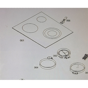 CRISTAL VITROCERAMICA 3 FUEGOS ELECTROLUX, AEG, RADIANTE, RECAMBIO ORIGINAL 590X520M, 3879002115 - Imagen 1