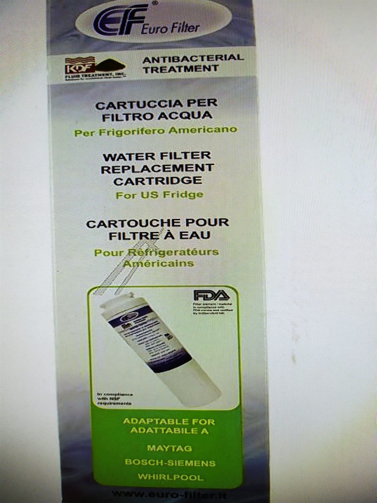 FILTRO AGUA FRIGORIFICO AMANA, WHILPOOL, BOSCH, MAYTTAG, CANDY, ALTERNATIVO, 484000008612 - Imagen 1