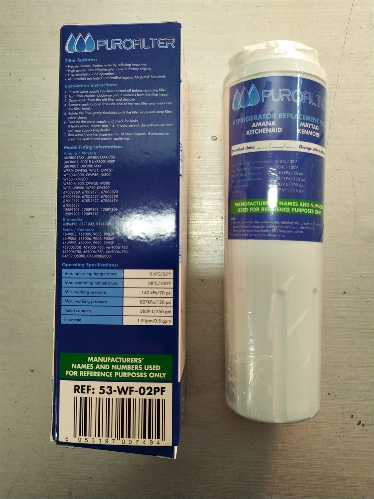 FILTRO AGUA FRIGORÍFICO AMERICANO MAYTAG, ALTERNATIVO, UFK8001 PARA WHIRLPOOL, LIEBHERR. 03AG09,53WF02PF01 - Imagen 1