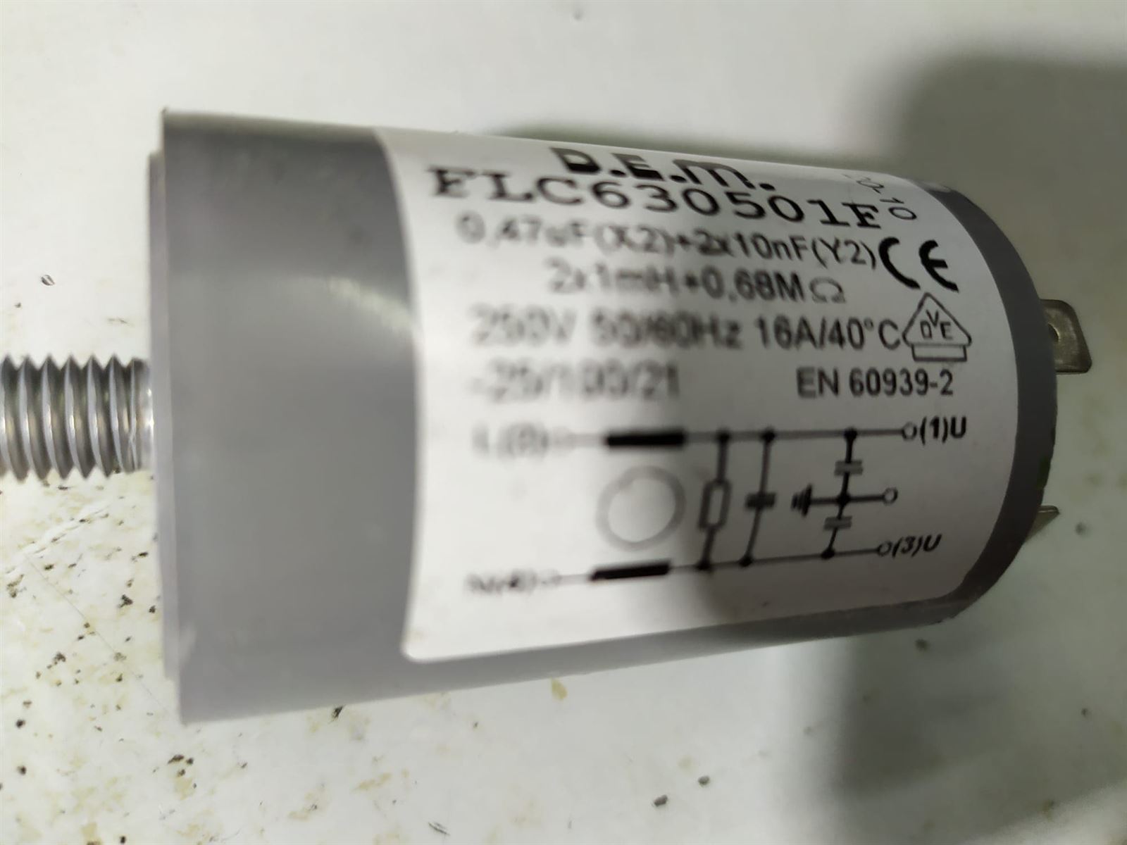 FILTRO ANTIPARASITARIO LAVADORA, 0.47 MICROFARADIOS,16A, 250V, + 2X10 nanoFARADIOS,  1650001511 - Imagen 1