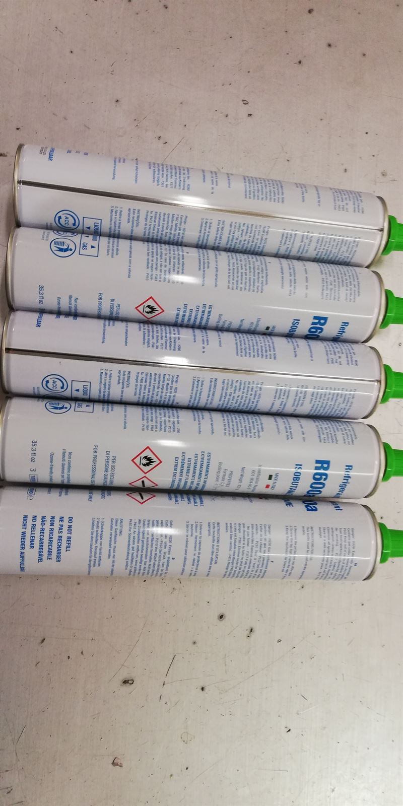 GAS REFRIGERANTE R600A,R600, CAJA DE 5 UNIDADES, 6750010600M - Imagen 1