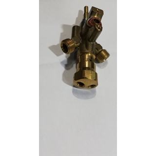 GRIFO GAS SABAF HORNO COCINA, SALIDA QUEMADOR GRILL, SALIDA QUEMADOR INFERIOR, 65C, TIPO13, 2 TERMOPAR, EJE 6MM, M14, LARGO 112MM, BRIDA CENTRO TORNILLOS 24MM, 225153 - Imagen 1