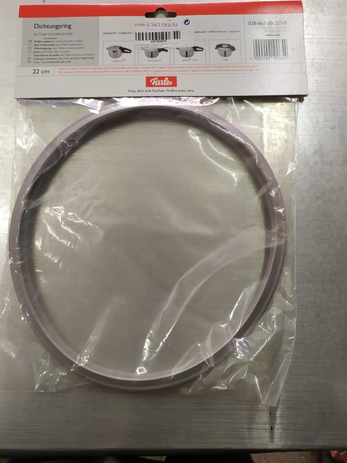 JUNTA OLLA PRESION FISSLER, SILICONA, 22 CMS, RECAMBIO ORIGINAL,  038-667-00-205/0 - Imagen 1