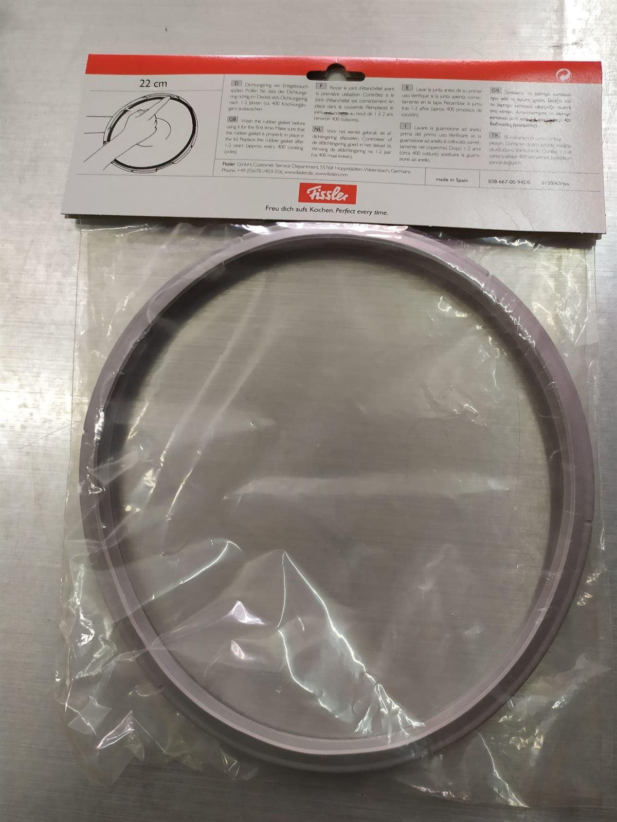 JUNTA OLLA PRESION FISSLER, SILICONA, 22 CMS, RECAMBIO ORIGINAL,  038-667-00-205/0 - Imagen 2