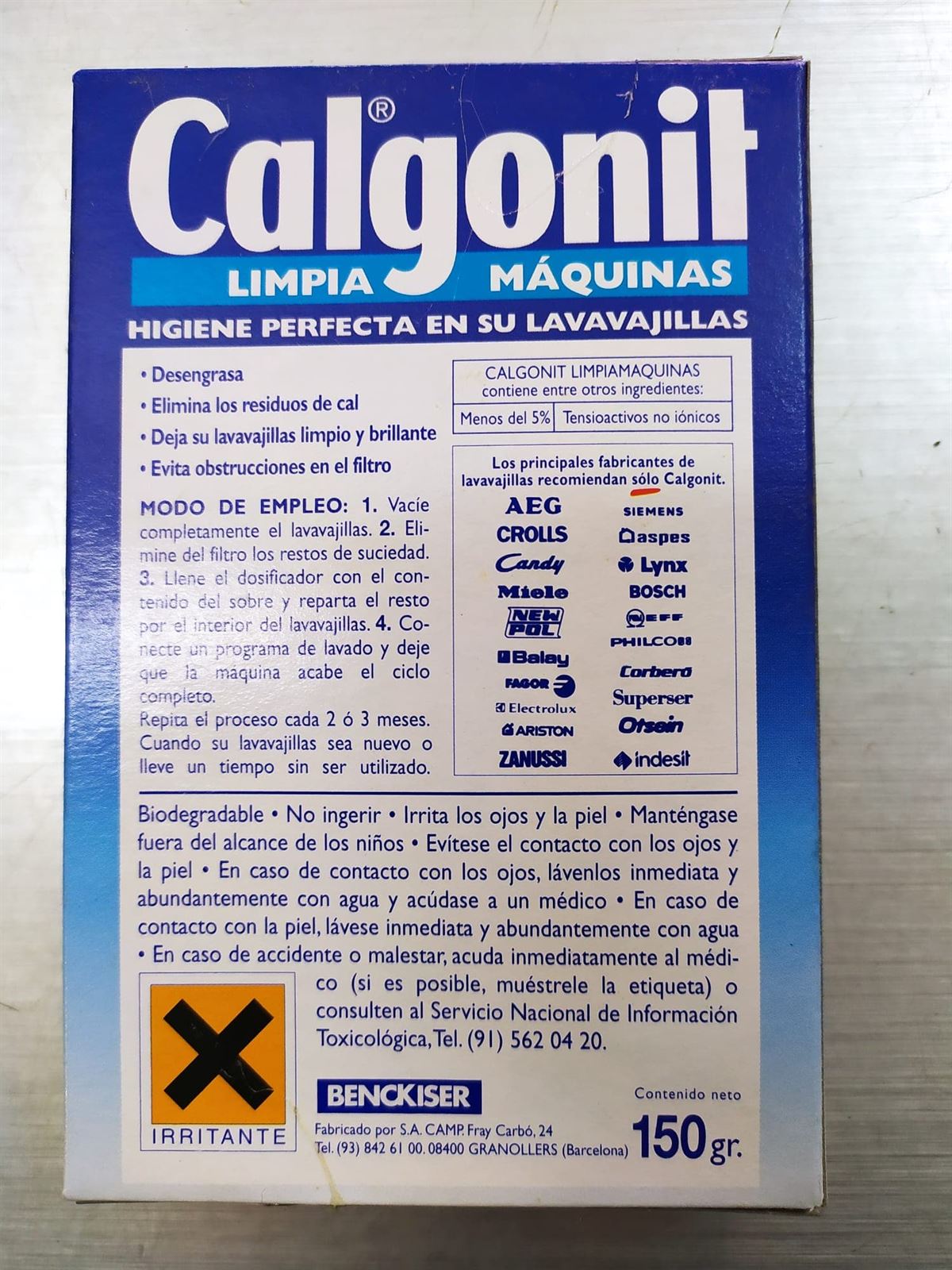 LIMPIAMAQUINAS LAVAVAJILLAS, LAVADORAS, DESENGRASA Y ELIMINA LA CAL, CAJA 150 GRAMOS,  8410104003012 - Imagen 2