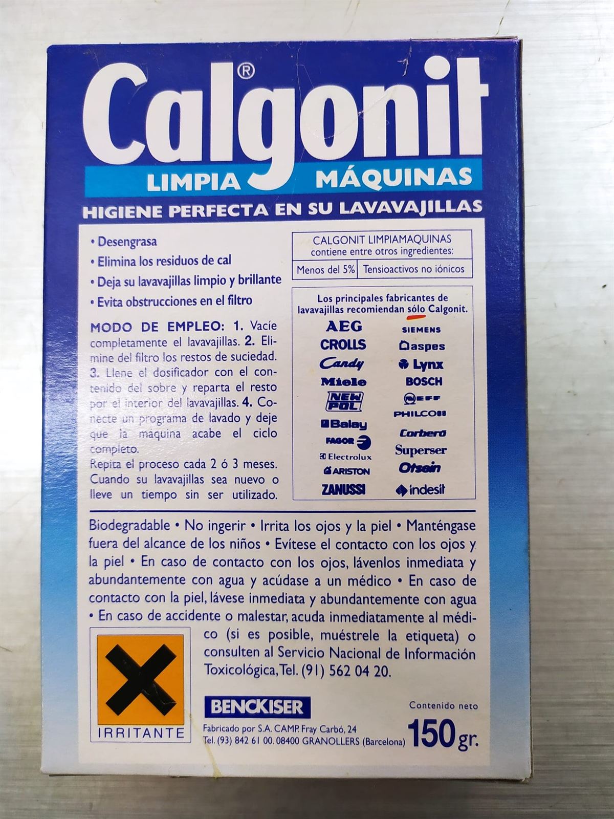 LIMPIAMAQUINAS LAVAVAJILLAS, LAVADORAS, DESENGRASA Y ELIMINA LA CAL, CAJA 150 GRAMOS, 8410104003012 - Imagen 2