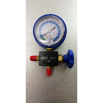 MANOMETRO BAJA PRESION CON LLAVE, GASES REFRIGERANTES, R12, R22, R404. R134, 8 BARES, DIAMETRO 75 MM, 521150 - Imagen 1