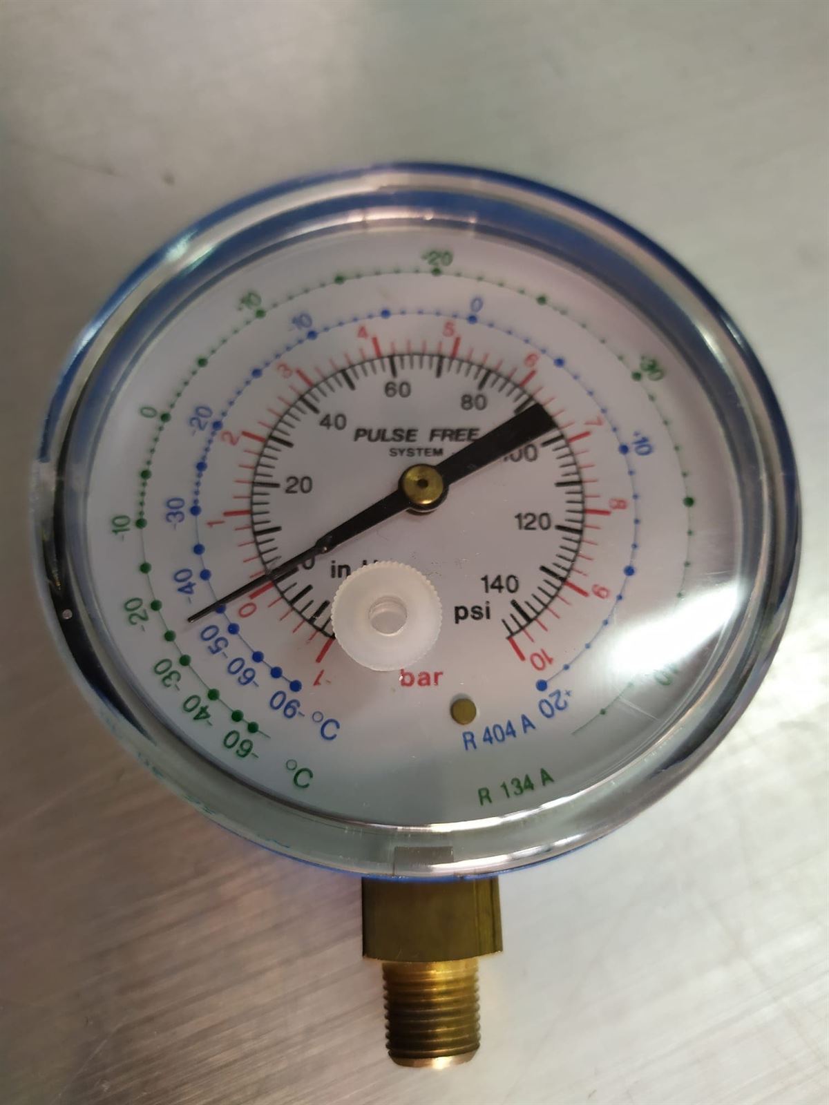 MANOMETRO BAJA PRESION, GASES REFRIGERANTES, R134A, R404A, 10 BARES, DIAMETRO 80 MM, 510106 - Imagen 1