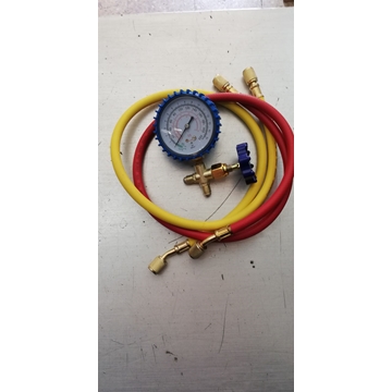 MANOMETRO CON LLAVE BAJA PRESION 15 BAR, GASES R12, R22, R502, FRIO AIRE ACONDICIONADO+ 2 MANGUERAS 1/4,     800291 - Imagen 1