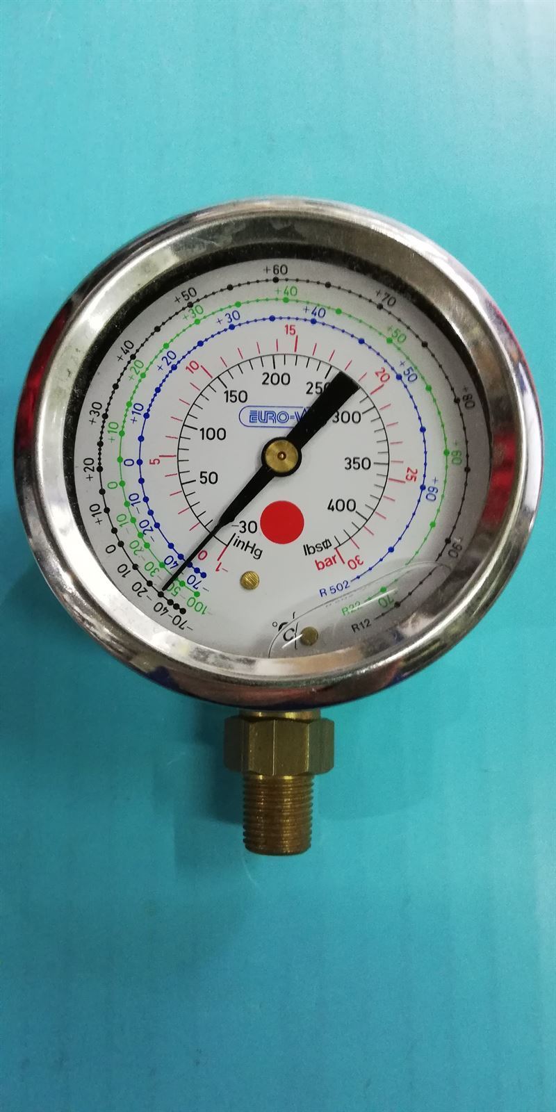 MANOMETRO GLICERINA GASES REFRIGERANTES R502, R22, R12, 30 BARES, DIAMETRO 55 MM, ROSCA 1/8, 514039 - Imagen 2