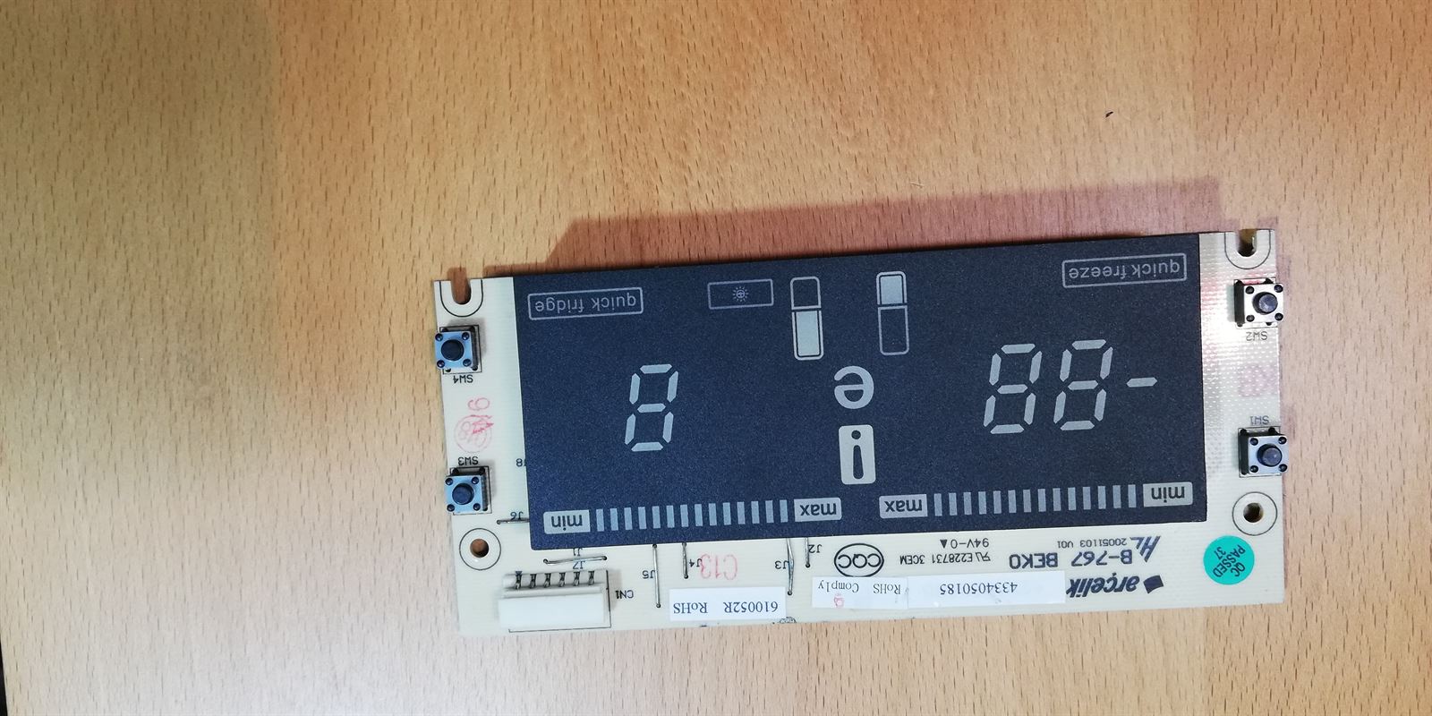 MODULO ELECTRONICO DISPLAY FRIGORIFICO TEKA, NFE420-VR01, TARJETA DISPLAY TSE-342,  81698090 - Imagen 2