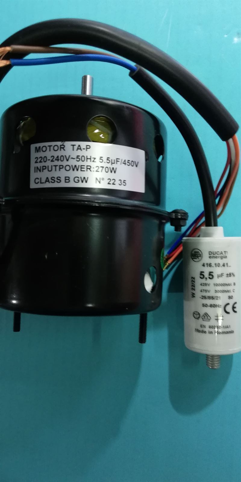 MOTOR CAMPANA CATA, 270W, 220V, 5,5 MICROFARADIOS, 6 CABLES, A41CA1031 - Imagen 2