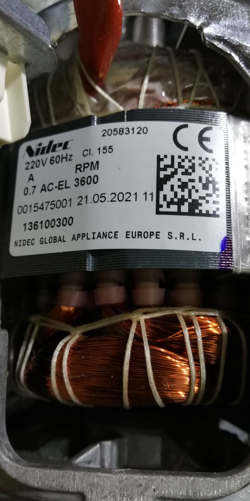 MOTOR INVERTER SECADORA AEG, ELECTROLUX, NX4, 8 KG, RECAMBIO ORIGINAL, 1361003005 - Imagen 2