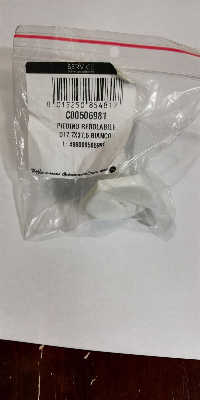 PATA FRIGORIFICO WHIRLPOOL, INDESIT, D17,7X37,5,  488000506981 - Imagen 2