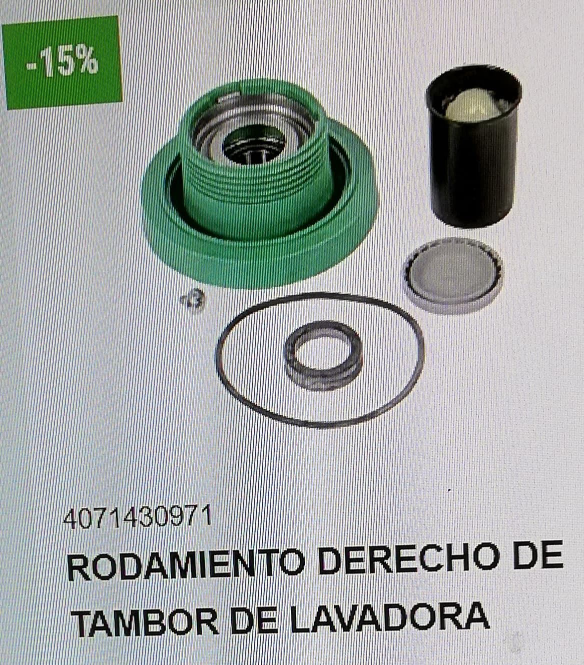 PORTACOJINETES DERECHO LAVADORA CARGA SUPERIOR ZANUSSI, CORBERO, AEG, ELECTROLUX, RODAMIENTOS 6203ZZ, ROSCA IZQUIERDA, RECAMBIO ORIGINAL, 2284750330 - Imagen 1