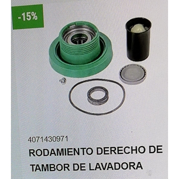 PORTACOJINETES DERECHO LAVADORA CARGA SUPERIOR ZANUSSI, CORBERO, AEG, ELECTROLUX, RODAMIENTOS 6203ZZ, ROSCA IZQUIERDA, RECAMBIO ORIGINAL, 2284750330 - Imagen 1