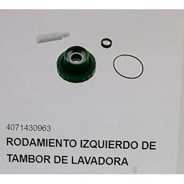 PORTACOJINETES IZQUIERDO LAVADORA CARGA SUPERIOR ZANUSSI, CORBERO, AEG, ELECTROLUX, RODAMIENTOS 6203ZZ, ROSCA DERECHA, RECAMBIO ORIGINAL, 4071374096 - Imagen 1