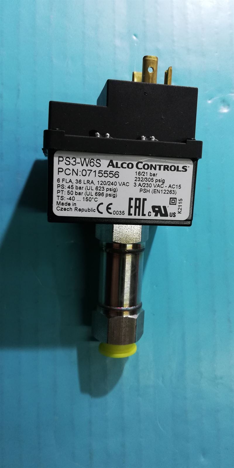 PRESOSTATO FRIGORIFICO ALTA PRESION 16/21 BAR, Presostato Alta, Rearme Automático SAE 1/4"H, ALCO CONTROLS PS3-W6S 16bar, 417168 - Imagen 2