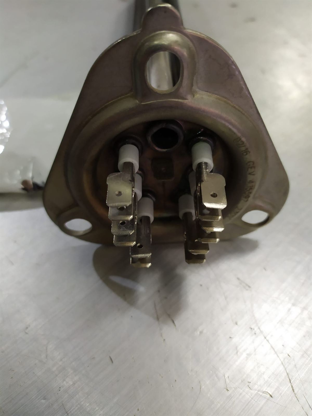 RESISTENCIA LAVAVAJILLAS INDUSTRIAL ZANUSSI, TRIFASICA, CON TUBO PARA SONDA, 3000W, 230/380 V, espirales 3, Largo 255mm, An 38mm, H 26mm, brida 3 orificios distancia 63 mm, diametro 48 mm, JUNTA TORICA 57/47MM,   A.CZA401,415597 - Imagen 2