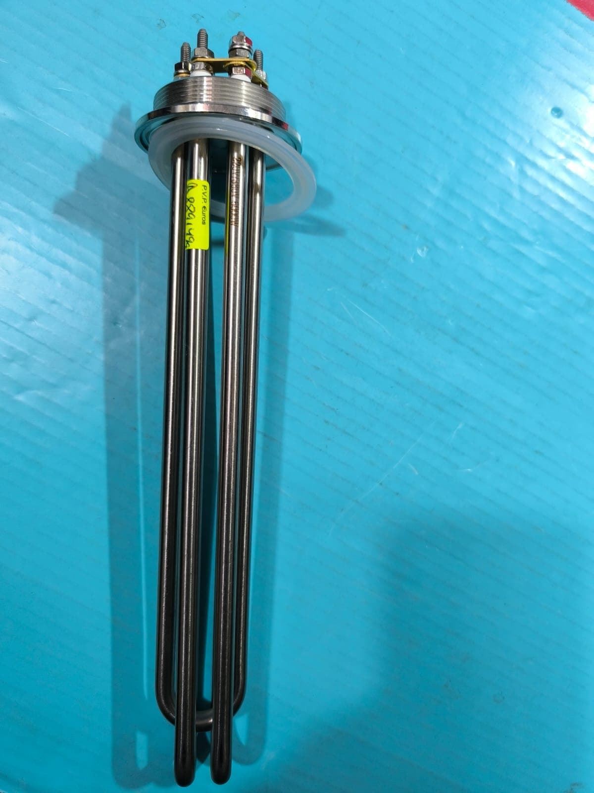 RESISTENCIA SUMERGIDA TRIFASICA, ACERO INOX, DIAMETRO 64/50/37 MM, JUNTA PLANA 64/47MM, 220/380 V, 6000 W, LARGO 300/360 MM, SIN TUBO SONDA PARA TERMOSTATO, NECESITA BRIDA DE APRIETE / SUJECCION, A8891499 - Imagen 2