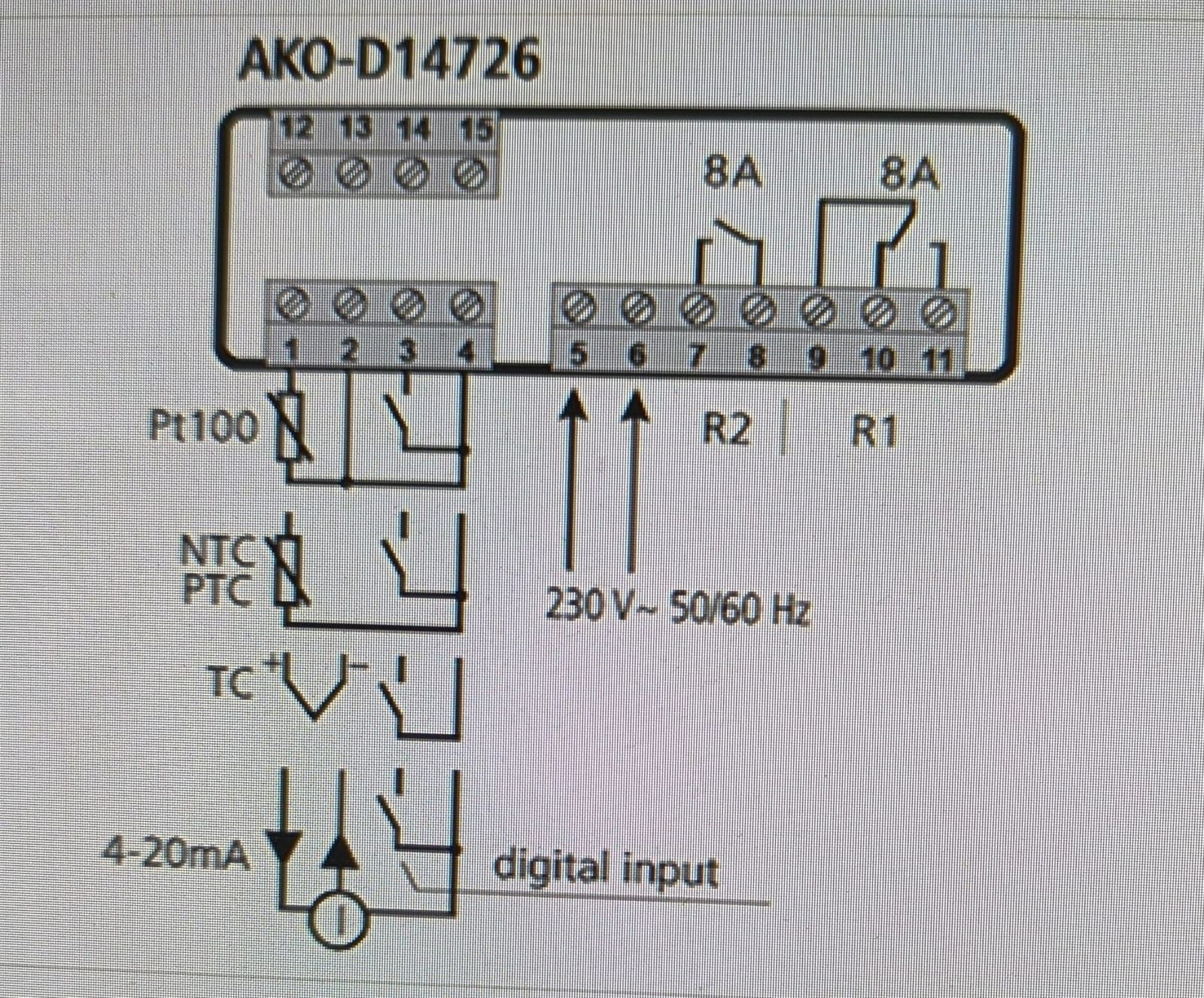 TERMOSTATO DIGITAL AKO, TERMOSTATO PARA HORNO, 1000ºC, ENTRADA PARA SONDA, pt100, NTC, PTC, Termopar K y J, 230V, 4/20 mA, D14726 - Imagen 2