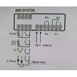 TERMOSTATO DIGITAL AKO, TERMOSTATO PARA HORNO, 1000ºC, ENTRADA PARA SONDA, pt100, NTC, PTC, Termopar K y J,  230V, 4/20 mA,  D14726 - Imagen 2